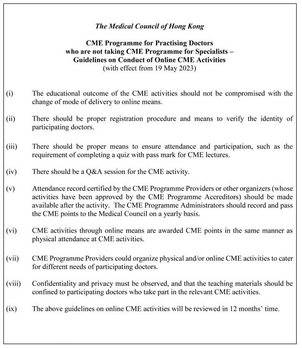 CME Programme for Practising Doctors